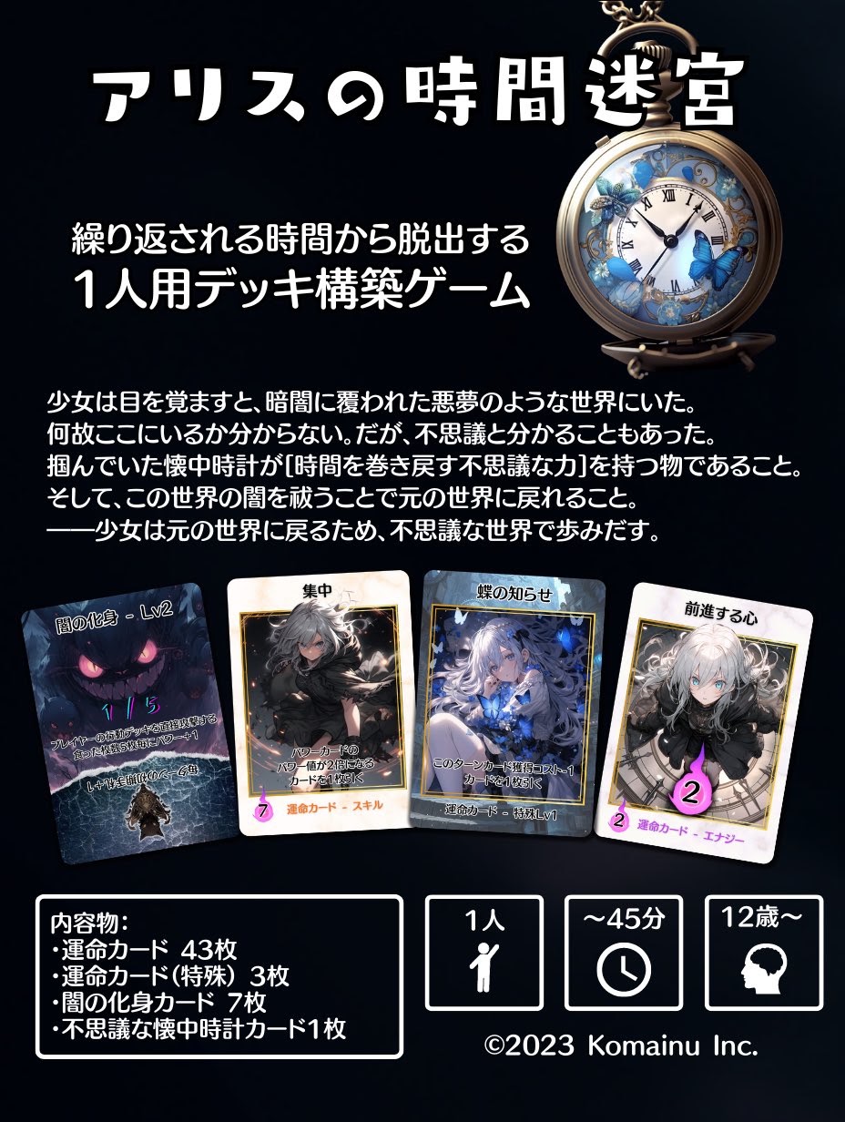 『アリスの時間迷宮』第一版の箱の裏